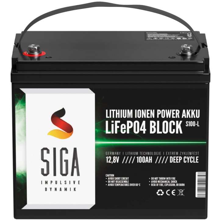 100Ah Lithium Batterie 12V SIGA LiFePO4 BMS (0% MwSt.*)