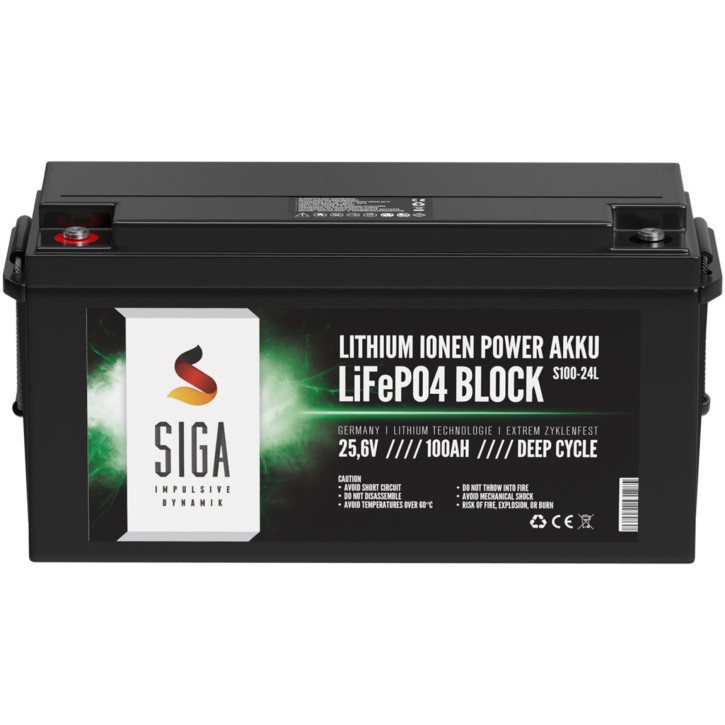 100Ah Lithium Batterie 24V SIGA LiFePO4 BMS (0% MwSt.*)