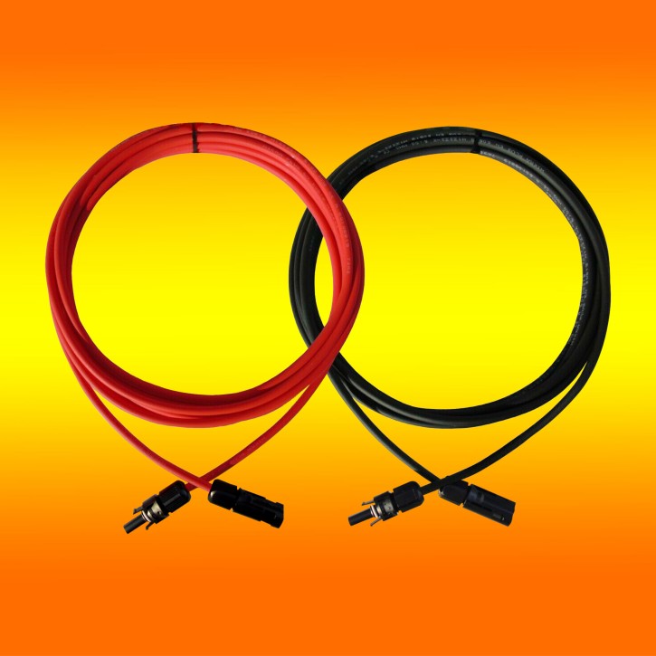 2x 5m Solarkabel rot und schwarz 4mm² mit montierter Solarstecker 0% MWST.