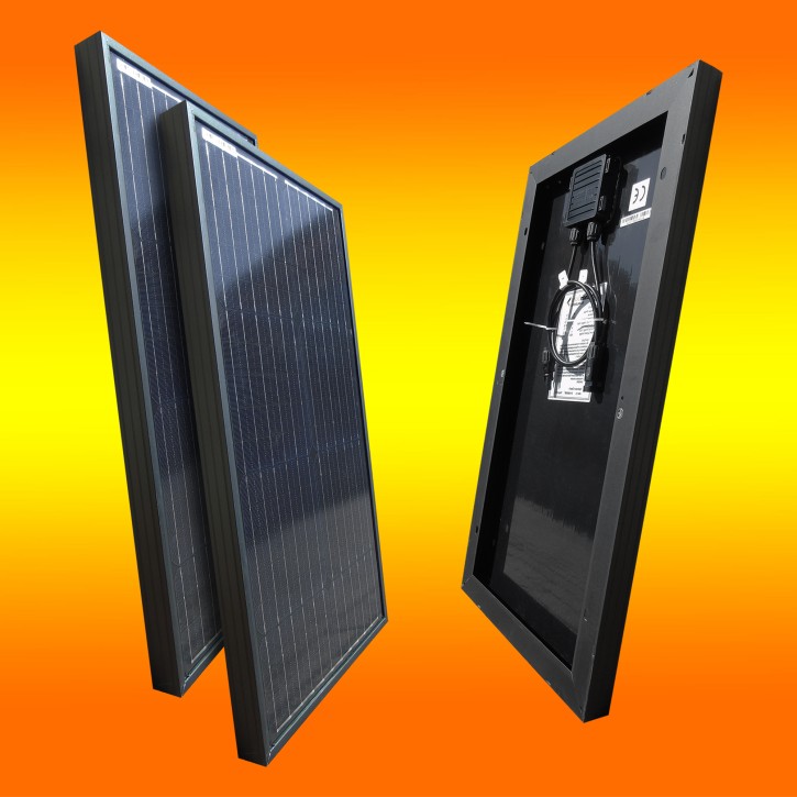 2 Solarmodule 30W 12V Monokristallin Solarpanel  in Schwarz 19% MwSt.