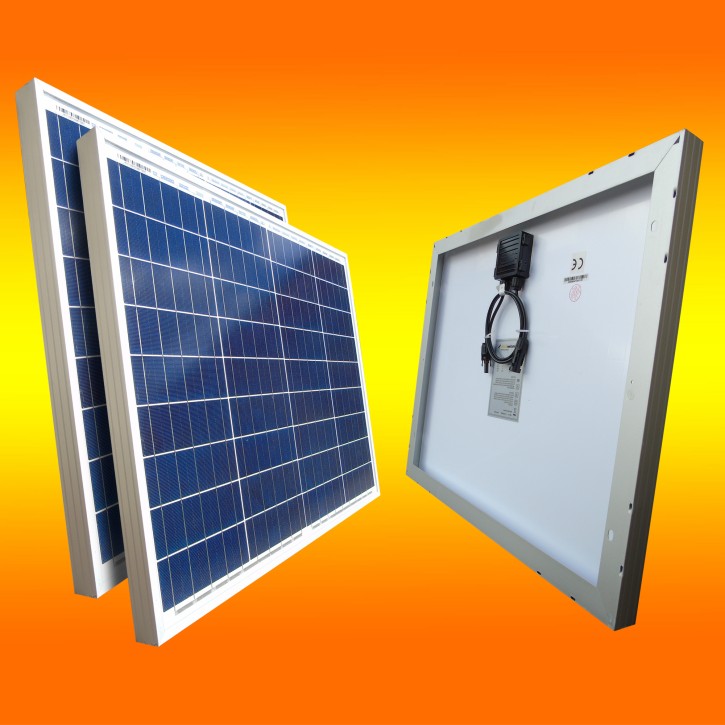 2 Solarmodule 50Watt 12V Polikristallin Solarpanel 19% MwSt.