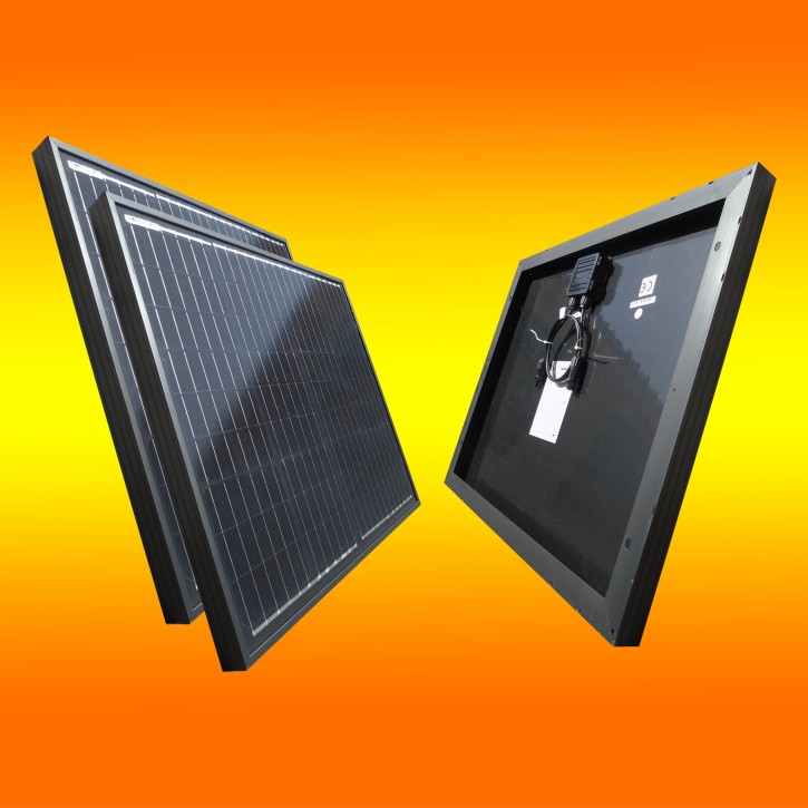 2 Stück Solarmodul 50Watt 12V Monokristallin Solarpanel in schwarz