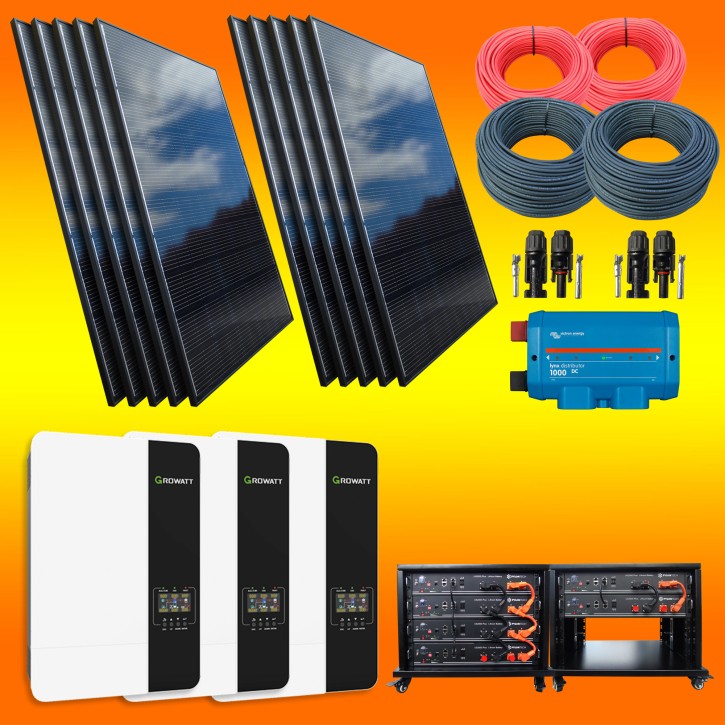 6160 Watt Hybrid Solaranlage Komplettsystem ohne Netzeinspeisung mit Lithium Speicher (0% MwSt.*)