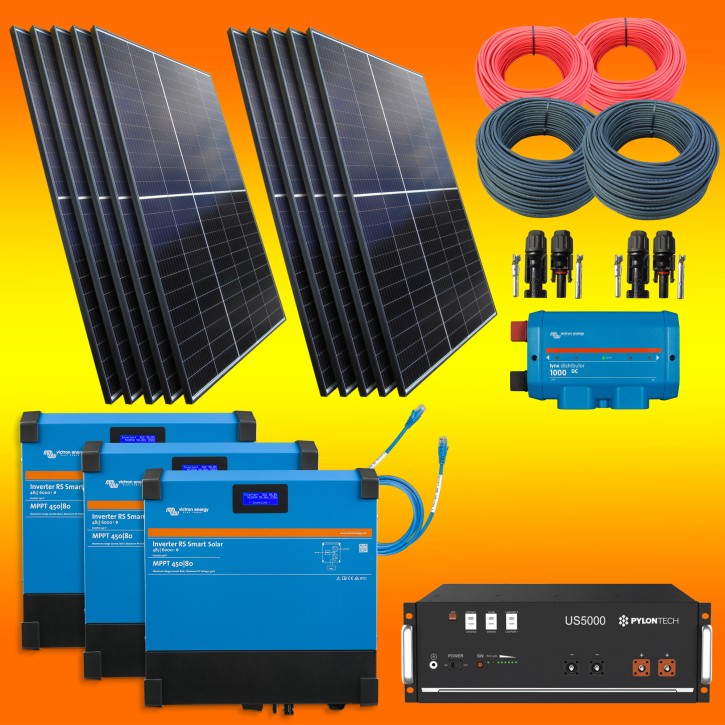 8000Watt Victron Hybrid Set (0% MwSt.*) Dreiphasig mit Lithium Speicher ohne Netzeinspeisung