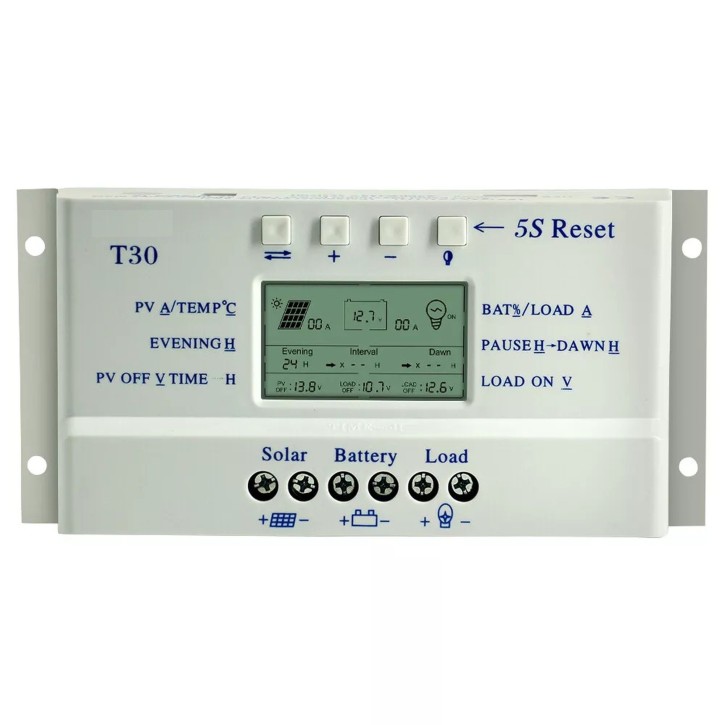 MPPT 30A LCD Solar Laderegler (0% MwSt.*) Photovoltaik 12V / 24V