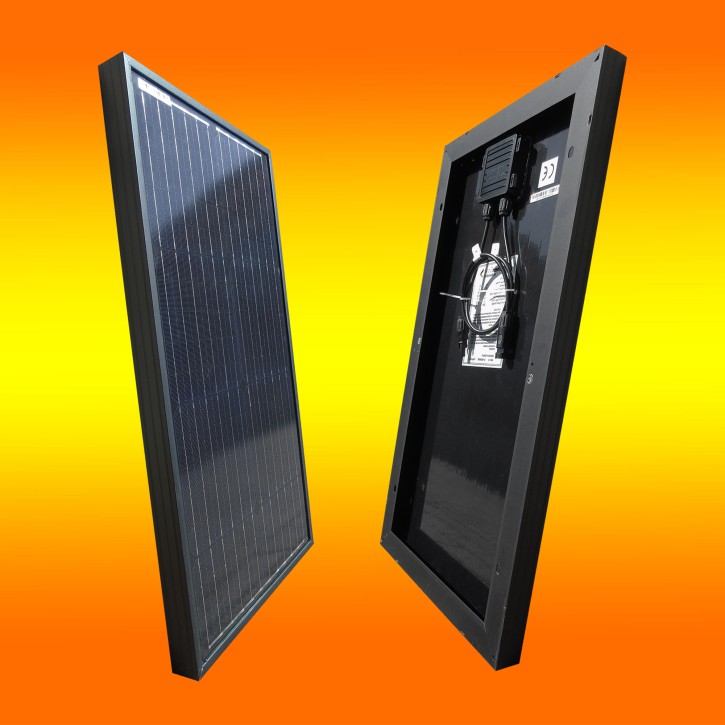 1 Stück Solarmodul 30Watt 12V Monokristallin Solarpanel in Schwarz 19% MWST.