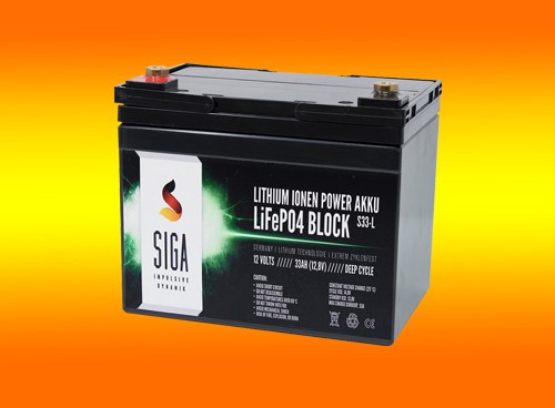 33Ah Siga Lithium Batterie LiFePO4 12V mit Batteriemanagement