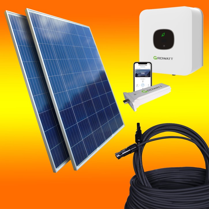1000Watt Growatt Solaranlage mit WiFi Photovoltaikanlage Plug & Play