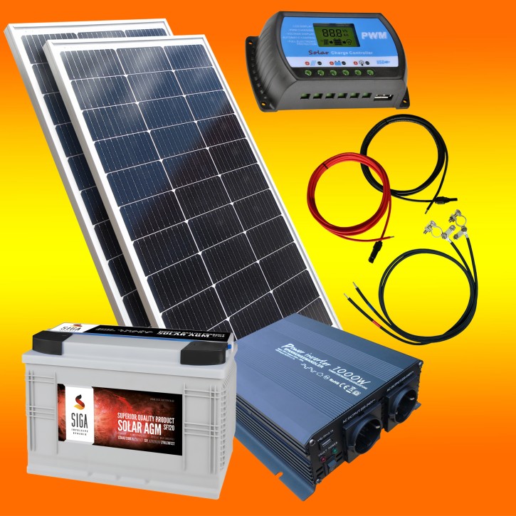 200 Watt Inselanlage mit AGM Batterie & Spannungswandler 19%