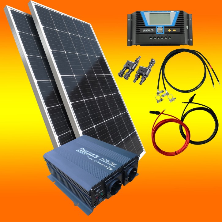 300W Solar Inselanlage 12V mit 1000W Inverter (0% MwSt.*)