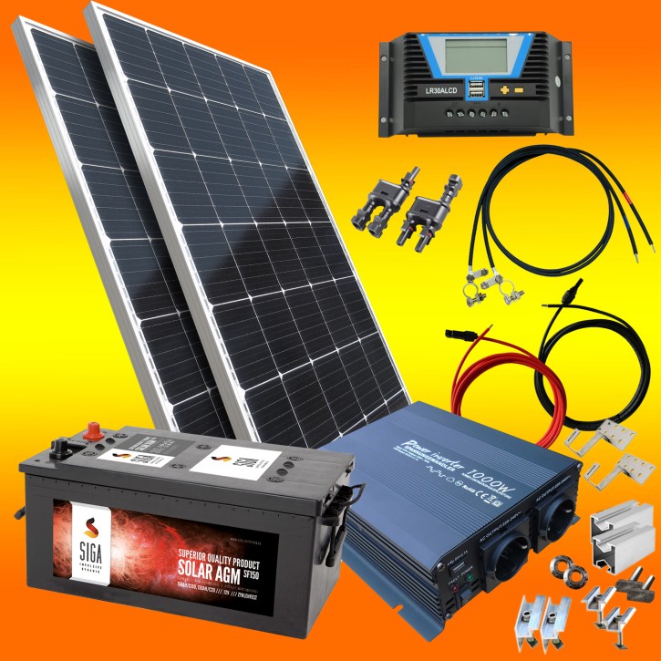 300W Solaranlage für Camping, Garten, Wohnmobile und Boote