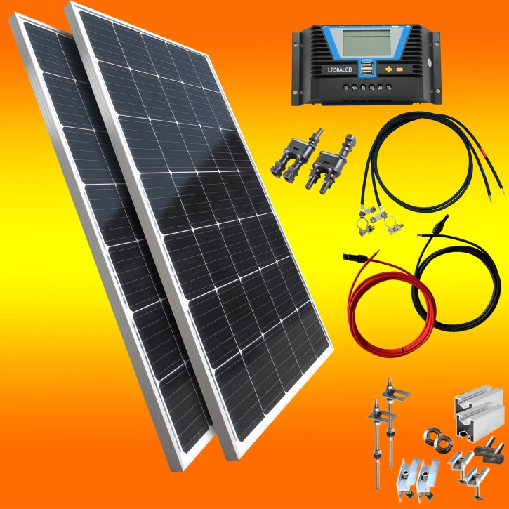 300W Solar Inselanlage 12V mit Flachdachmontage (0% MwSt.*)