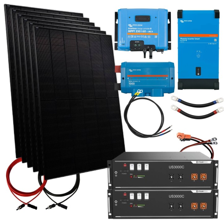 2700 Watt Solar Inselanlage 48V Set (0% MwSt.*) Bluetooth Smart App Batterie Inverter & Montageoptionen