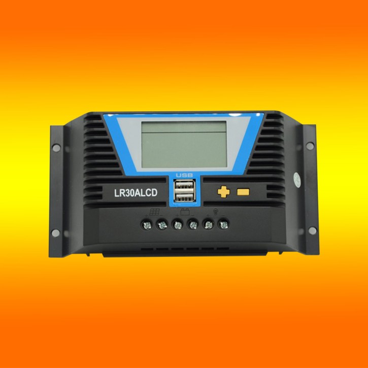 30A LCD Laderegler 12V/24V Solarmodul Solarpanel Laderegler 0%