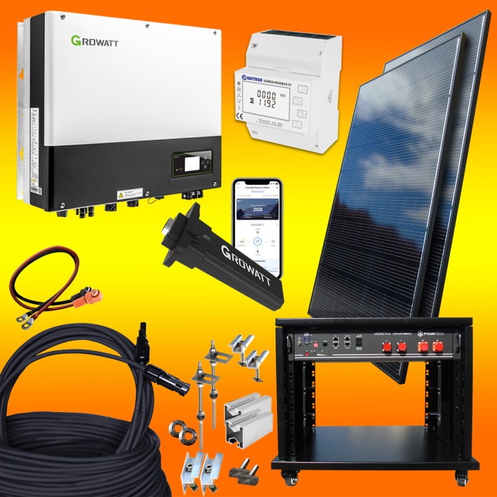 3600Watt-Photovoltaikanlage-mit-Lithium-Batteriespeicher Flachdach / mit Stockschrauben / 2,4kW Lithium Speicher