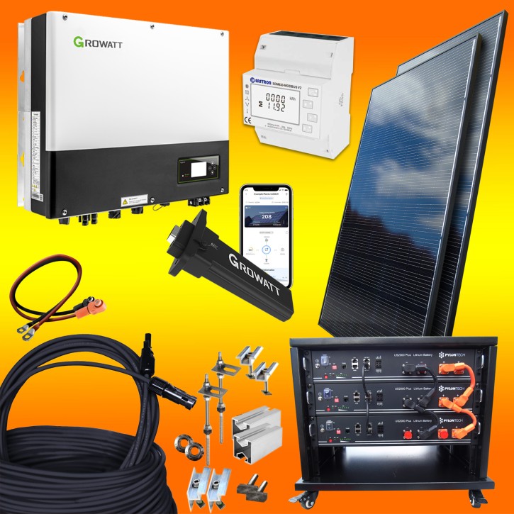 3600Watt-Photovoltaikanlage-mit-Lithium-Batteriespeicher Flachdach / mit Stockschrauben / 7,2kW Lithium Speicher