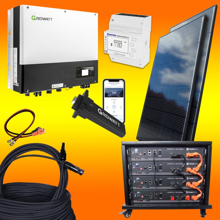 3600Watt-Photovoltaikanlage-mit-Lithium-Batteriespeicher / mit Aufständerung / 9,6kW Lithium Speicher