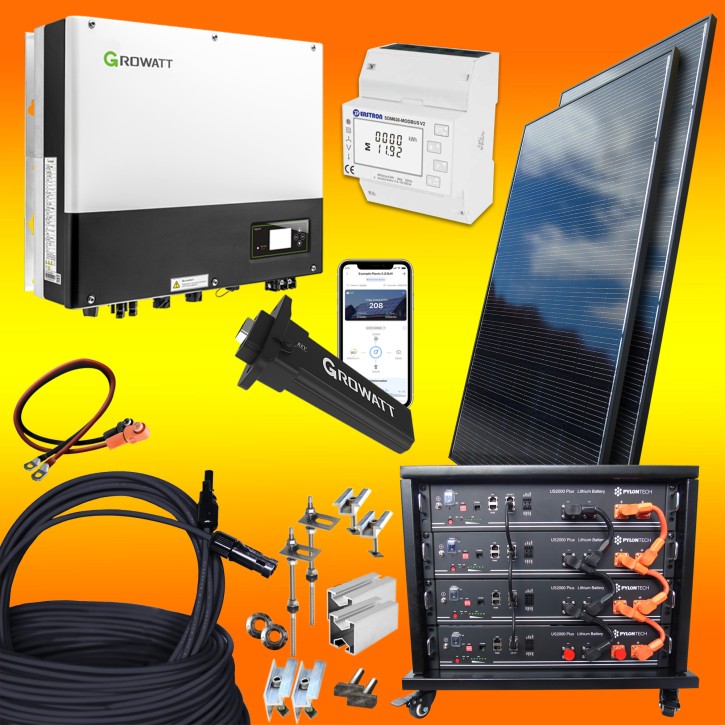 3600Watt-Photovoltaikanlag-mit-Lithium-Batteriespeicher Flachdach / mit Stockschrauben / 9,6kW Lithium Speicher