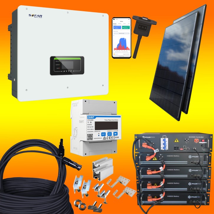 6KW PV Solaranlage (0% MwSt.*) für Pfannendach / 9,6kW Lithium Speicher