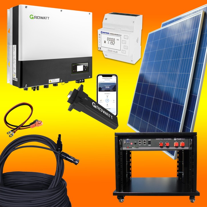 3000Watt-Photovoltaikanlage-mit-Lithium-Batteriespeicher / mit Aufständerung / 2,4kW Lithium Speicher