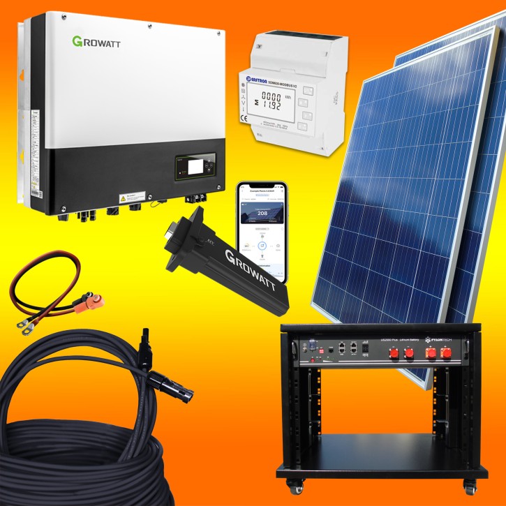 2000Watt-Photovoltaikanlage-mit-Lithium-Batteriespeicher / ohne Montagematerial / 2,4kW Lithium Speicher