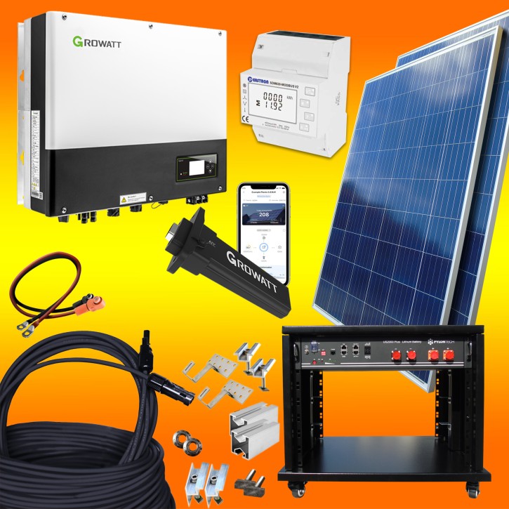 5000Watt-Photovoltaikanlage-mit-Lithium-Batteriespeicher Pfannendach / mit Dachhaken / 2,4kW Lithium Speicher
