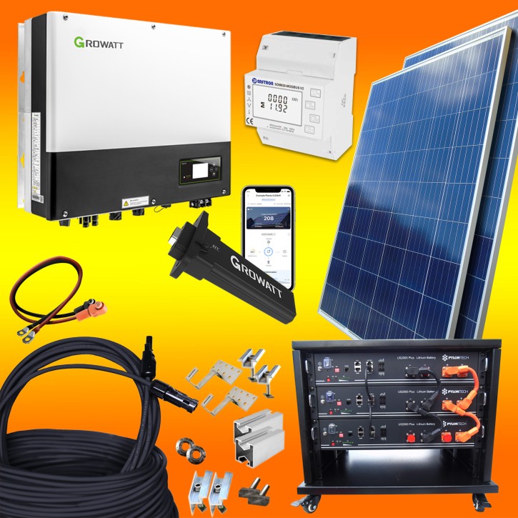 2000Watt-Photovoltaikanlage-mit-Lithium-Batteriespeicher / Pfannendach mit Dachhaken / 7,2kW Lithium Speicher
