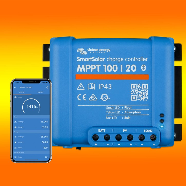Victron Smartsolar MPPT Laderegler 100/20 20Amper 12, 24 oder 48V inklusiv Bluetooth