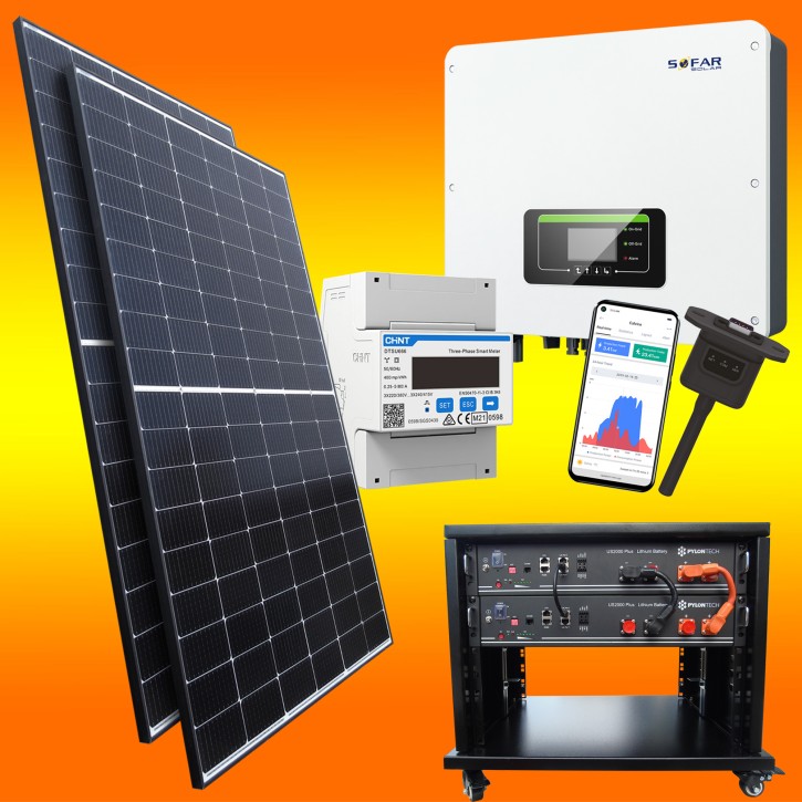 3000Watt Solaranlage (0% MwSt.*) für Flachdach / 4,8kW Lithium Speicher