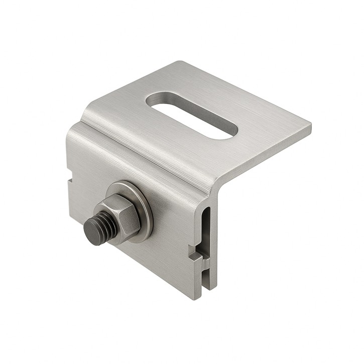 Stehfalzklemme Edelstahl mit Flachrundschraube für Falzdach Blechdach M8 Langloch