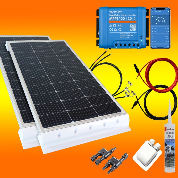 260 Watt Wohnmobilsolaranlage Set mit Victron 100/20 inkl. Bluetooth in weiß