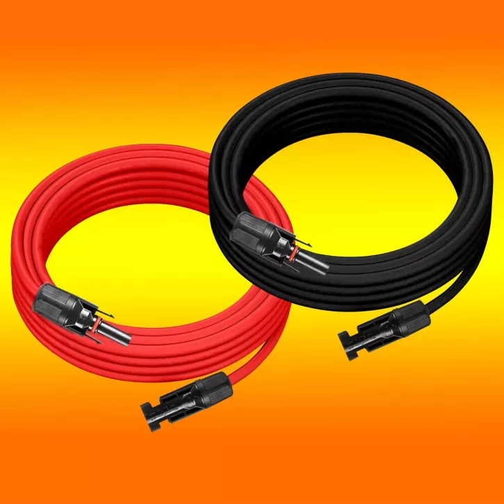 Solarkabel 1 Meter (Paar) 10mm² schwarz und rot Solarstecker beidseitig montiert (0% MwSt.*)
