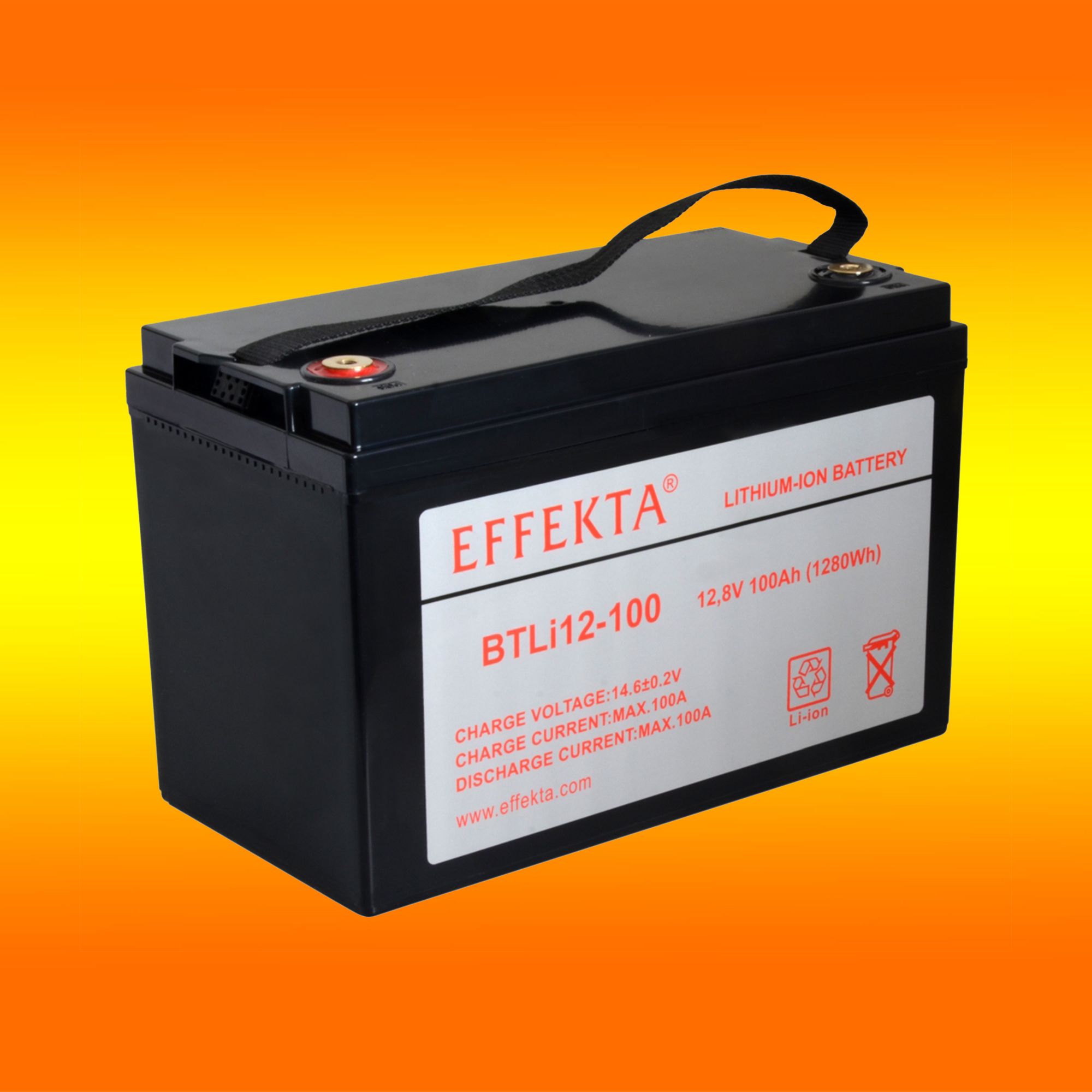 Effekta 100Ah Lithium (0% MwSt.*) LiFePO4 12V Batterie mit BMS -EFBBTLI12_100-0%