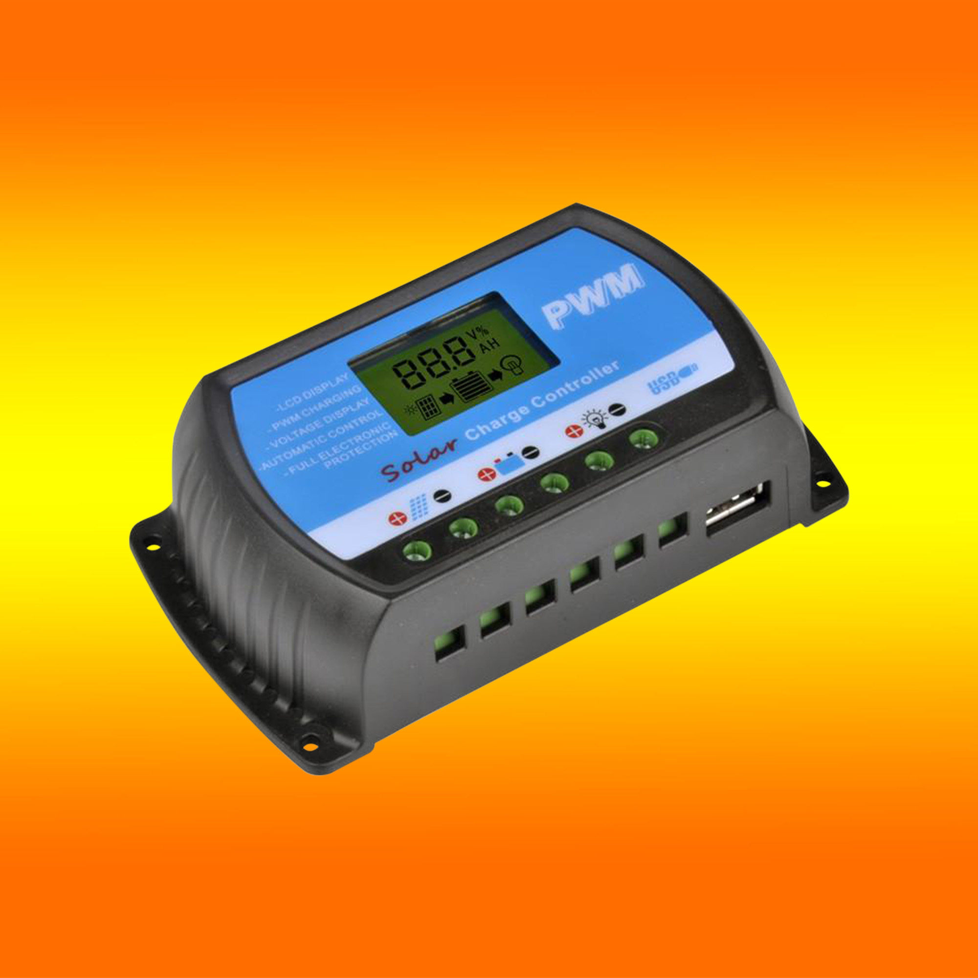 Cosye Solarpanel-Laderegler Batterieregler USB-LCD-Solarladesystem-Controller mit Timer-Lichtsensor 12V 24V 