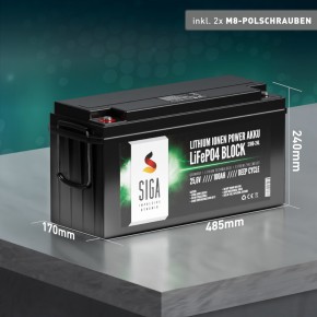 100Ah Lithium Batterie 24V SIGA LiFePO4 BMS (0% MwSt.*)