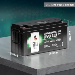 200Ah Lithium Batterie 12V SIGA LiFePO4 BMS (0% MwSt.*)