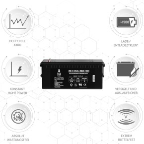 260Ah 12V Phaeton AGM GEL -Deep Cycle- Akku Batterie für Solar Wohnmobil Boot 0%