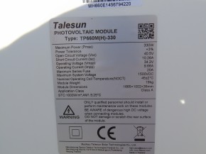 2 Stück Talesun 330Watt Solarpanel Polykristallin 19%